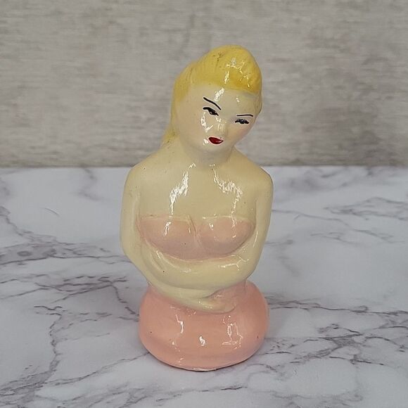 ANTIQUE Bust, Figurine, Half Doll, Pin-Up Blonde Beauty - Picture 1 of 7